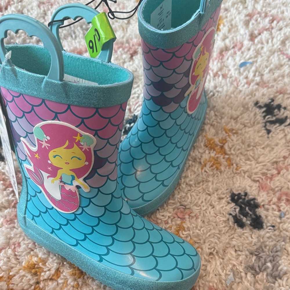 Mermaid Kids Rain Boots - Blue and Pink